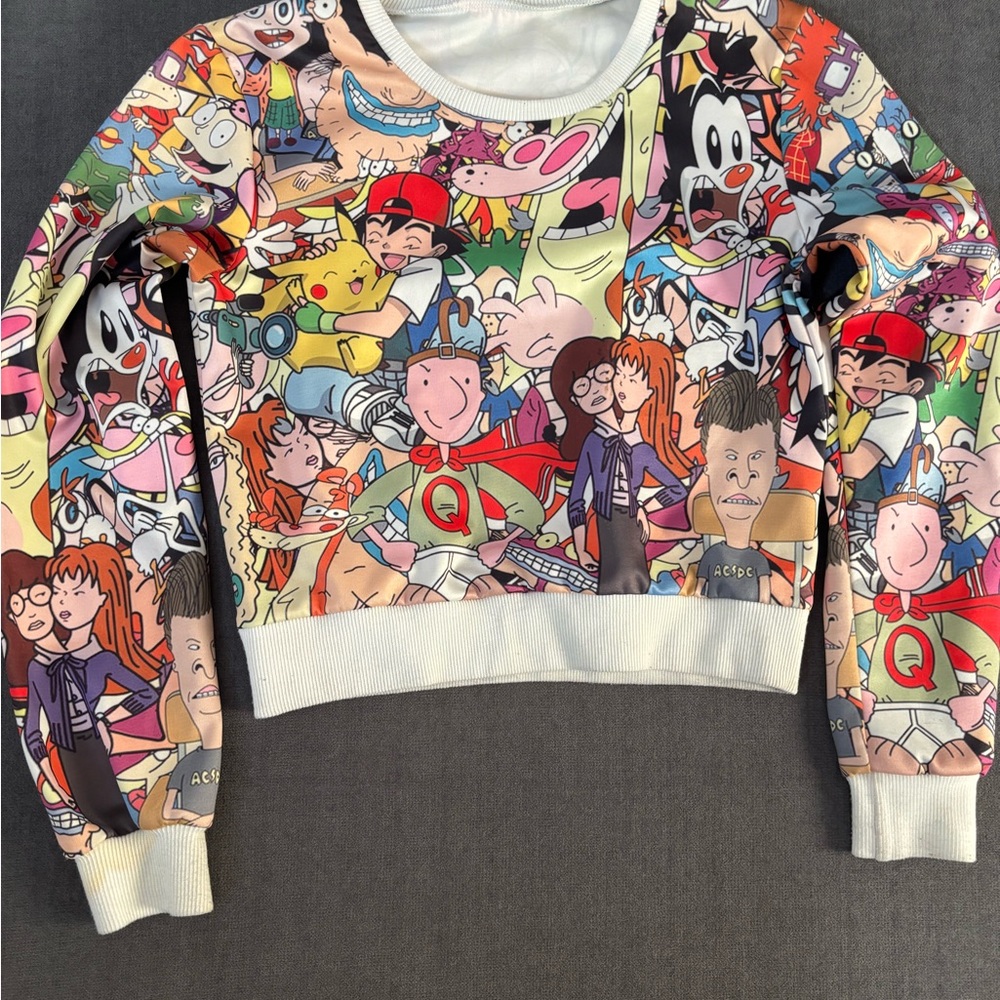 Colorful Cartoon Croptop Sweatshirt